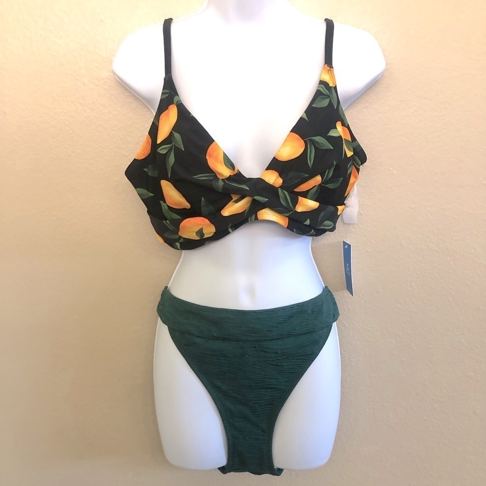 Cupshe Crossover Bustier Jacquard Zebra Banded Hipster Bikini BottomSwim Set XL